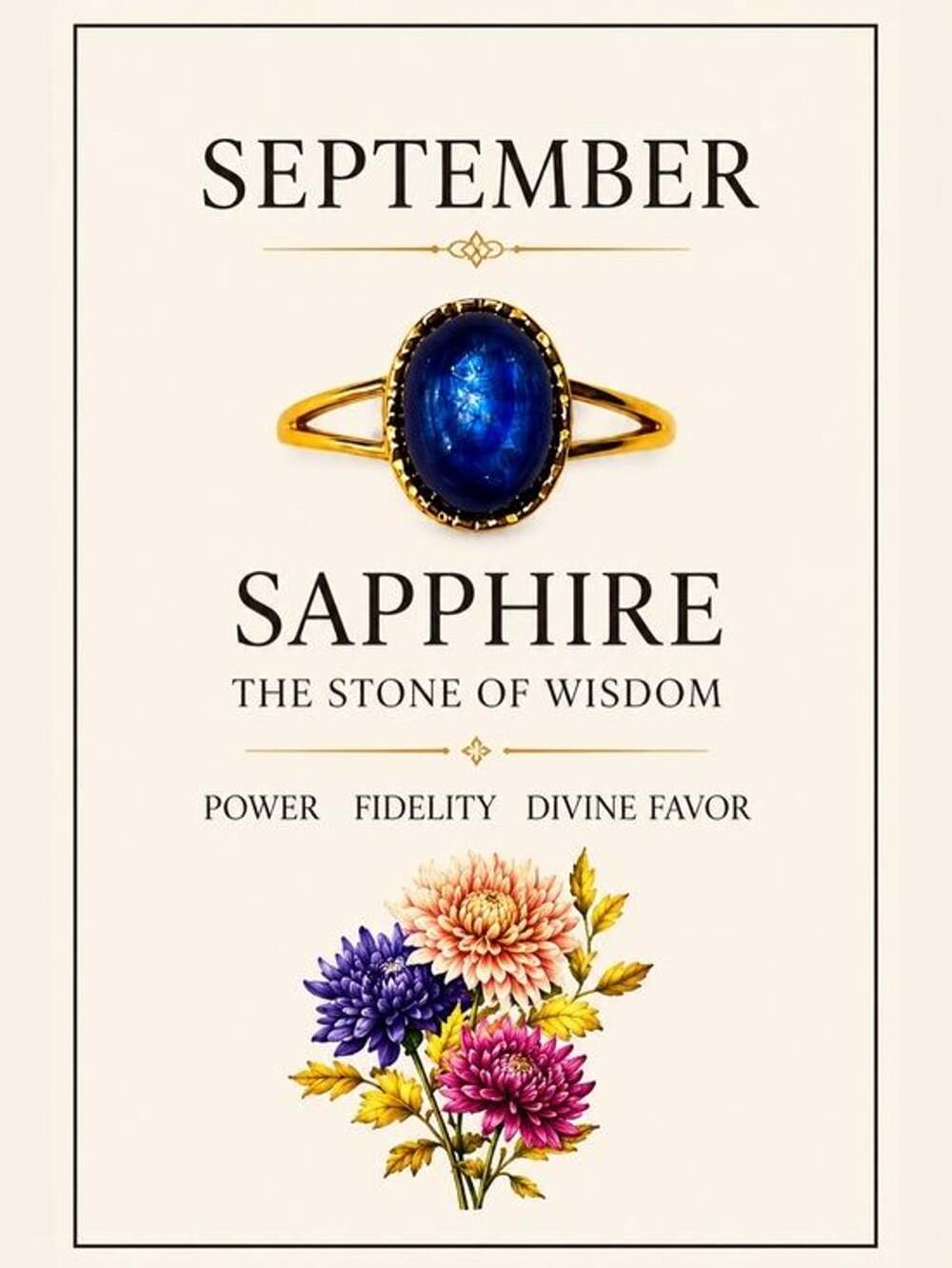 Birthstone Ring | September | Star Sapphire | Gold Plated | Nickel Free